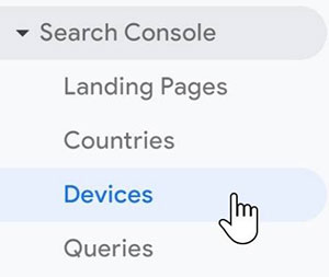 Search Console Devices in Analytics